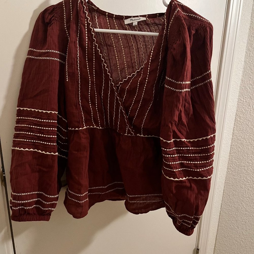 Madewell Red Boho Top Small
